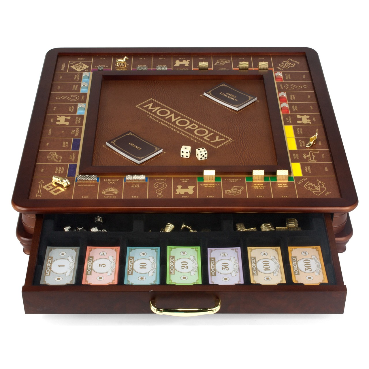 Deluxe Wood Monopoly Game Set