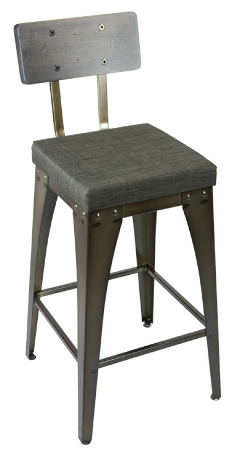 Upright - Upholstered Seat and Wood Back : barstool